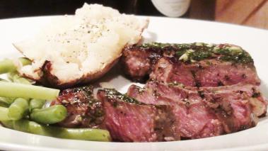 New York Steak With Garlic Parsley Butter