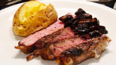 Grilled Ribeye with Balsamic Portabella Mushrooms Recipe