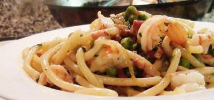 Spahgetti with Shrimp and Pancetta