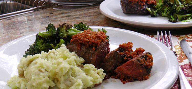 Review of Blue Apron’s Parmesan Crusted Steaks with Mashed Potatoes & Broccoli