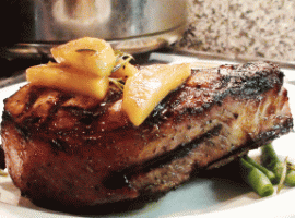 Grilled Pork Chop with Marsala Apples