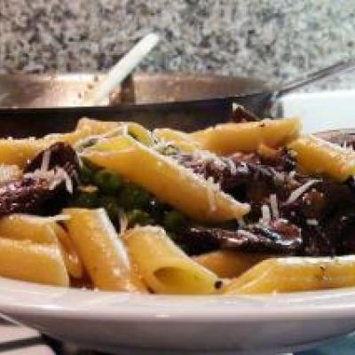 Penne Pasta with Mushrooms & Peas