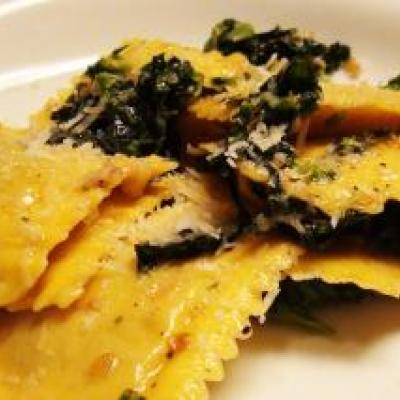 Pumpkin Ravioli with Broccoli Rabe Recipe