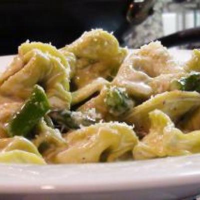 Tortellini Alfredo with Asparagus