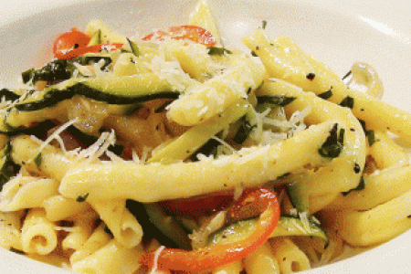 Penne with Zucchini and Red Pepper